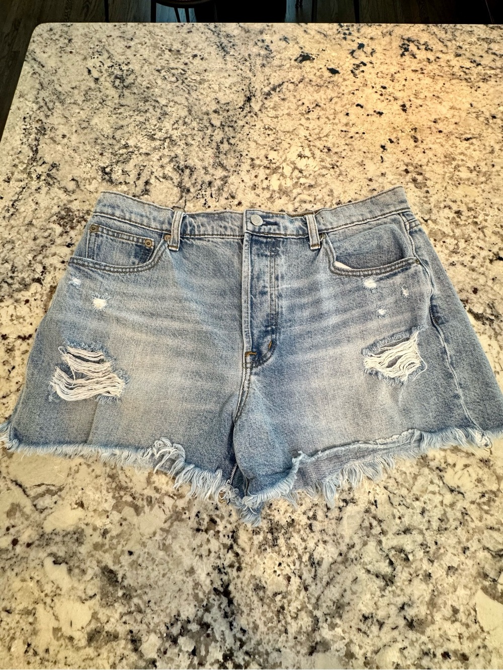 GAP Light Wash Distressed Denim Shorts